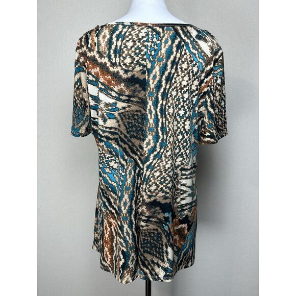 Dressbarn Women’s Blouse Beaded Neckline 18/20 Handkerchief Hemline Turquoise - Picture 5 of 11